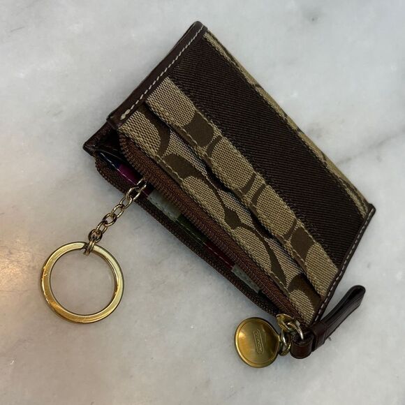 Coach Wallet Jacquard Signature Logo Stripe Legacy Sateen Interior Card Holder - Picture 10 of 10